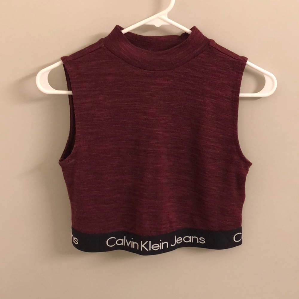 Calvin Klein mock turtle neck crop top
